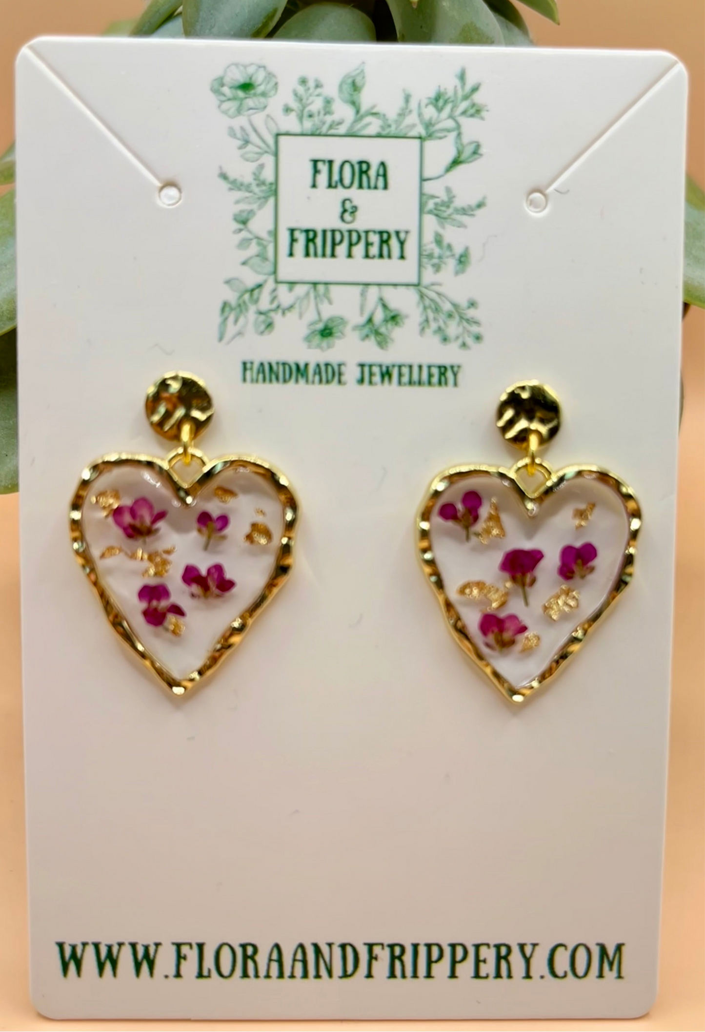 Gold Heart Drop Earrings